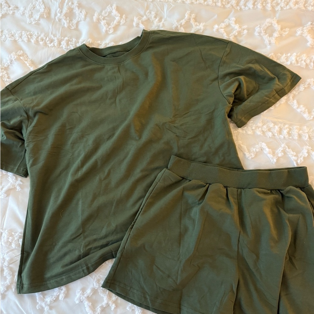 Stylish Green Tee and Shorts Set